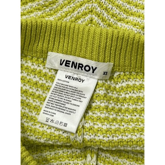 Venroy Striped Cotton Knit Short in Chartreuse/Off White Stripe - Picture 5 of 5